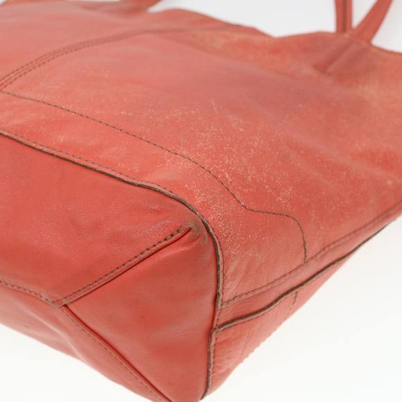 BURBERRY Tote Bag Leather Orange Auth ti965 - Picture 15 of 16